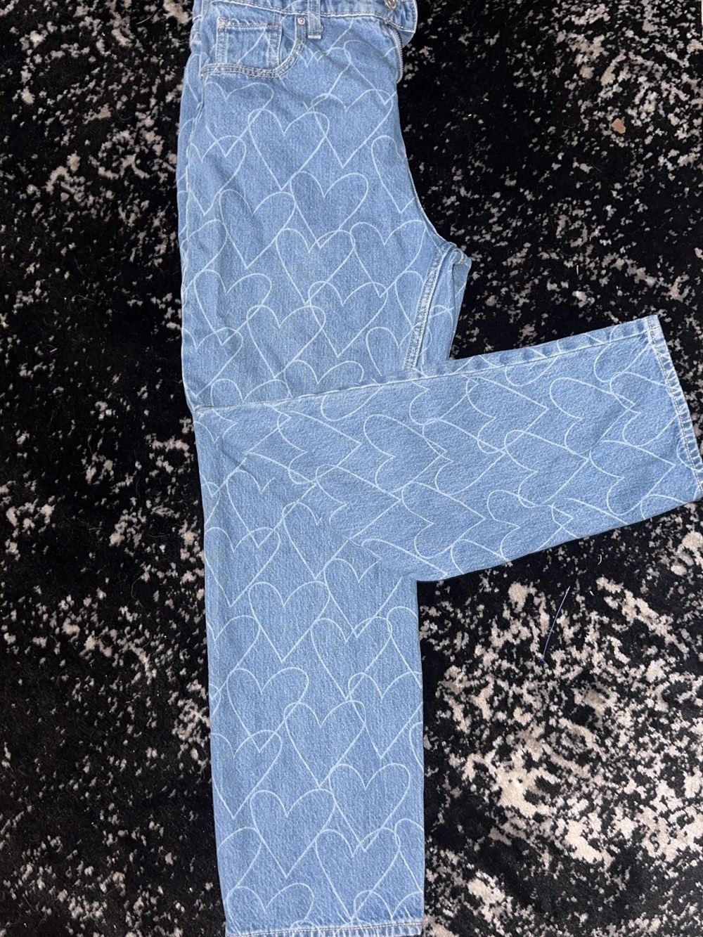 Old Navy Light Blue Heart-Print Straight Leg Jeans